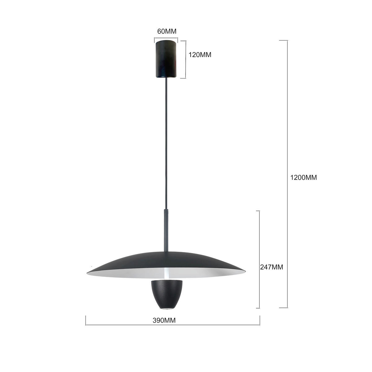ZÁVESNÉ SVIETIDLO, 39/120 cm  - čierna, Design, kov (39/120cm)