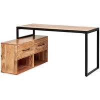 KOMBINIRANA PISALNA MIZA les, kovina črna, barve akacije  - črna/barve akacije, Moderno, kovina/les (145/115/76cm) - Livetastic