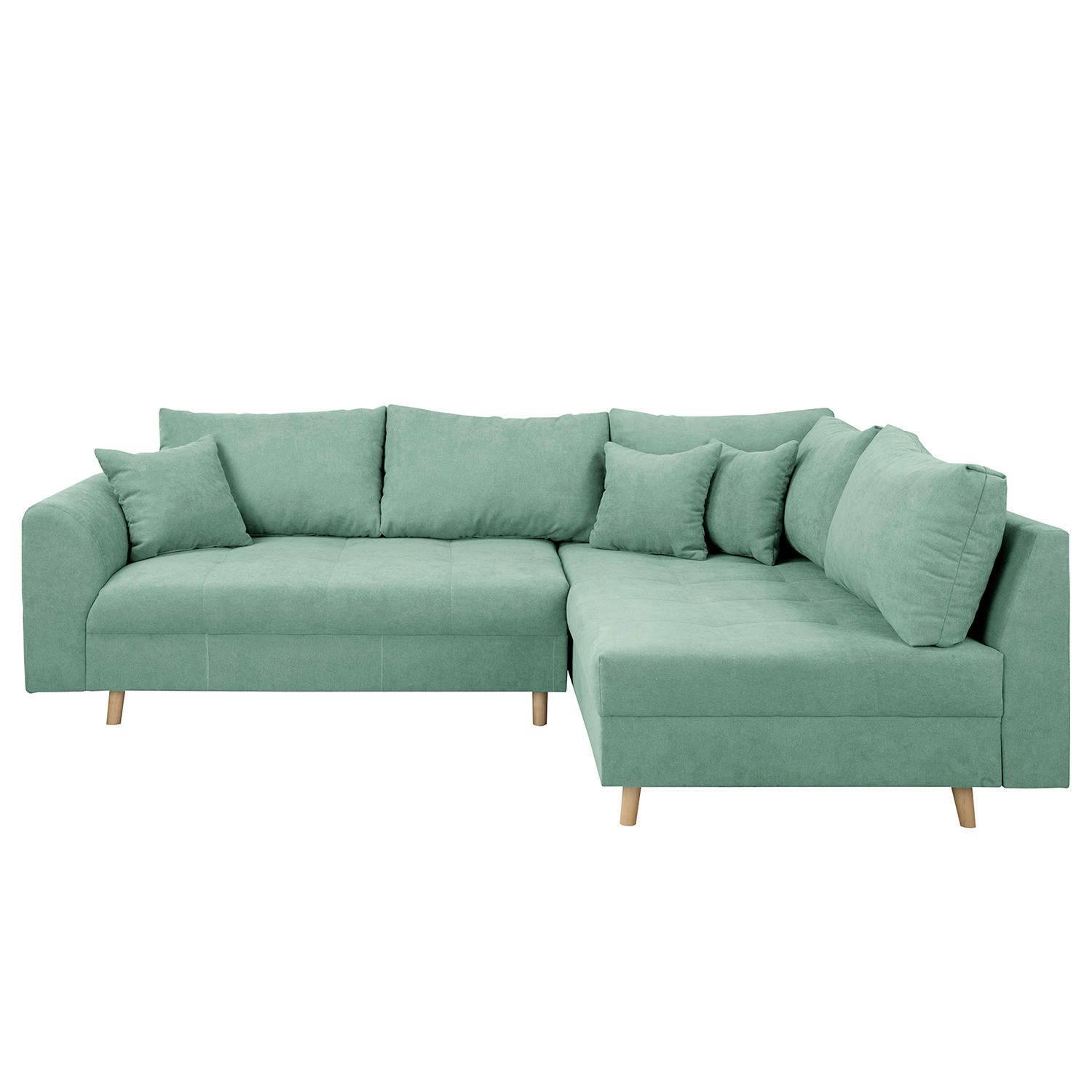 ECKSOFA Ariella Mintgrün Mikrofaser  - Naturfarben/Mintgrün, Design, Holz/Textil (231/161cm) - Livetastic