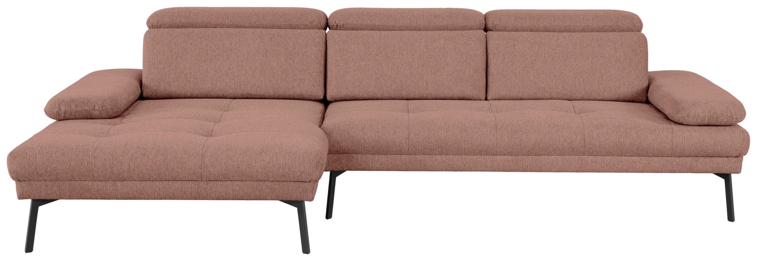 ECKSOFA Ottomane links, Eckteil  More_LZ Kupferfarben Webstoff  - Schwarz/Kupferfarben, Design, Textil/Metall (188/296cm) - Xora