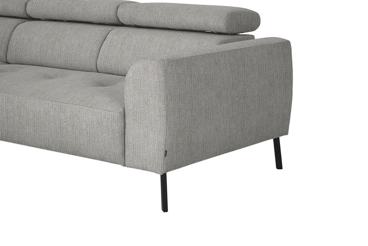 ECKSOFA in Webstoff Beige  - Beige/Schwarz, Design, Textil/Metall (205/280cm) - MID.YOU