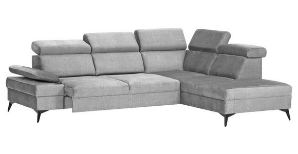 ECKSOFA Grau Flachgewebe Schlaffunktion, Armteilverstellung, Kopfteilverstellung, Sitztiefenverstellung  - Schwarz/Grau, MODERN, Textil/Metall (258/210cm) - Landscape