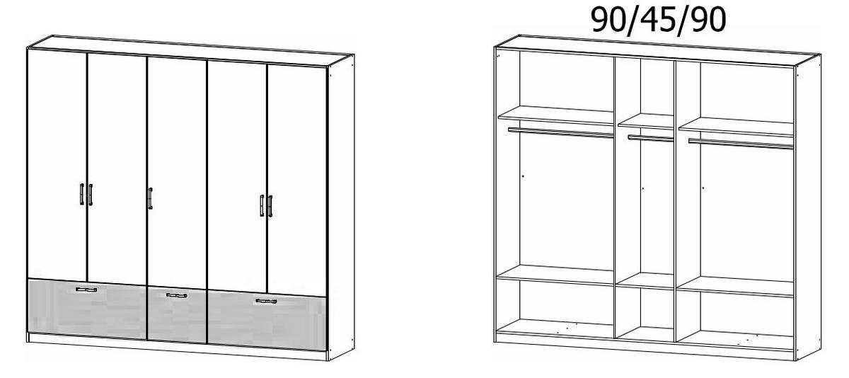 KLEIDERSCHRANK in Grau  - Grau, Basics, Holzwerkstoff/Metall (226/210/54cm) - Boxxx