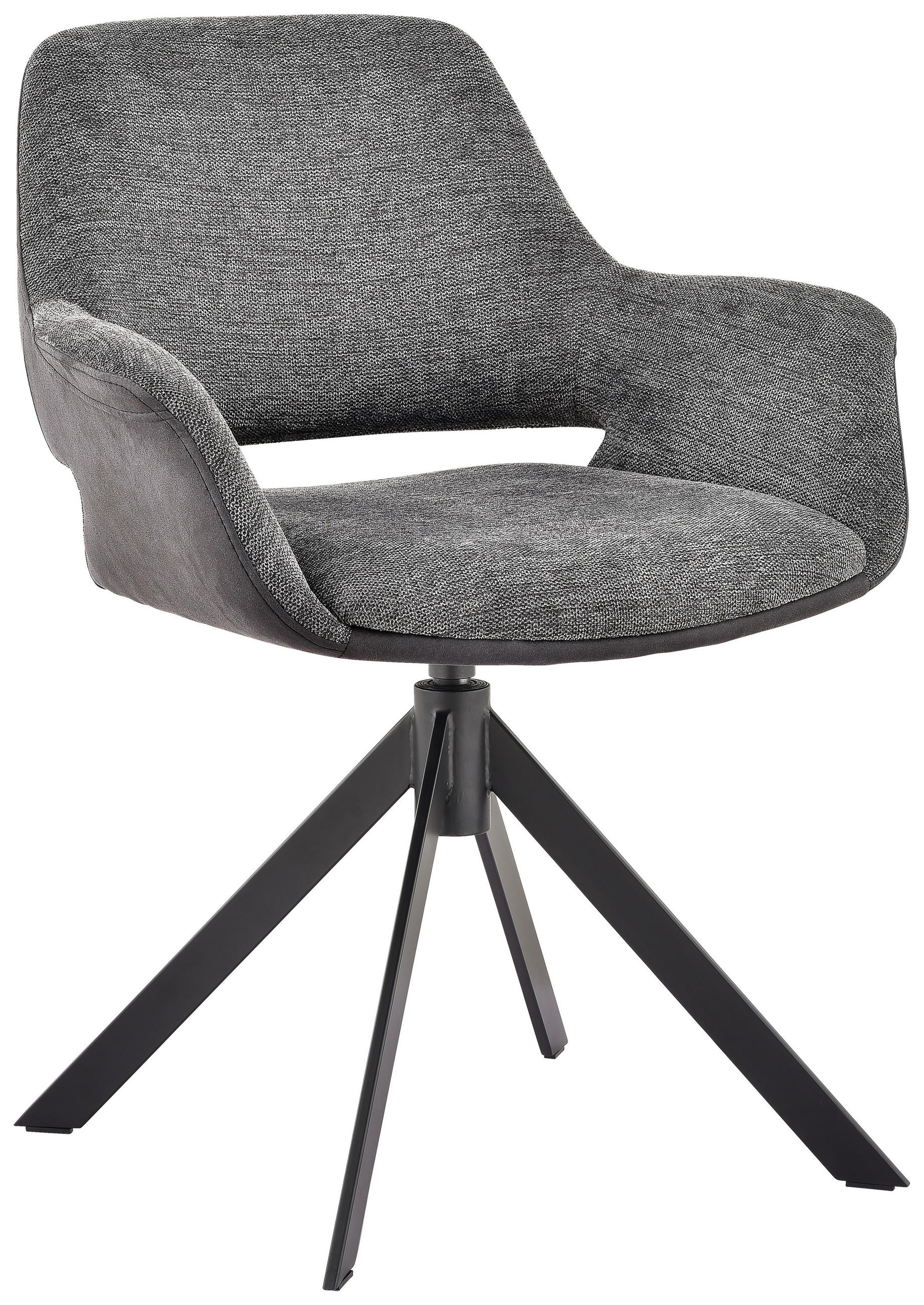 NASLANJAČ, kovina, tekstil siva, črna, temno siva  - temno siva/črna, Design, kovina/tekstil (66/83,5/62,5cm) - Novel