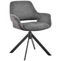 ARMLEHNSTUHL  Sitzfläche 360° drehbar, automatische Rückholfunktion Mikrofaser, Leinenoptik  Grau, Schwarz, Dunkelgrau  - Dunkelgrau/Schwarz, Design, Textil/Metall (66/83,5/62,5cm) - Novel