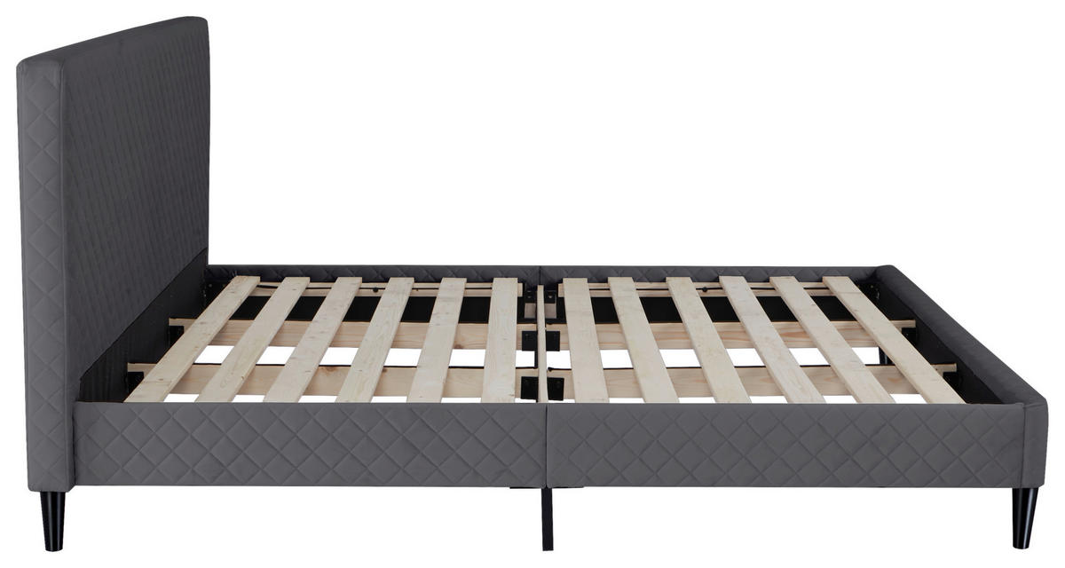 POLSTERBETT Lattenrost 180/200 cm  in Grau  - Schwarz/Naturfarben, Design, Holz/Kunststoff (180/200cm) - Boxxx