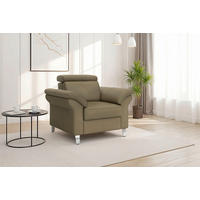 SESSEL in Echtleder Olivgrün  - Chromfarben/Olivgrün, Basics, Leder/Metall (101/84/93cm) - Sit & More