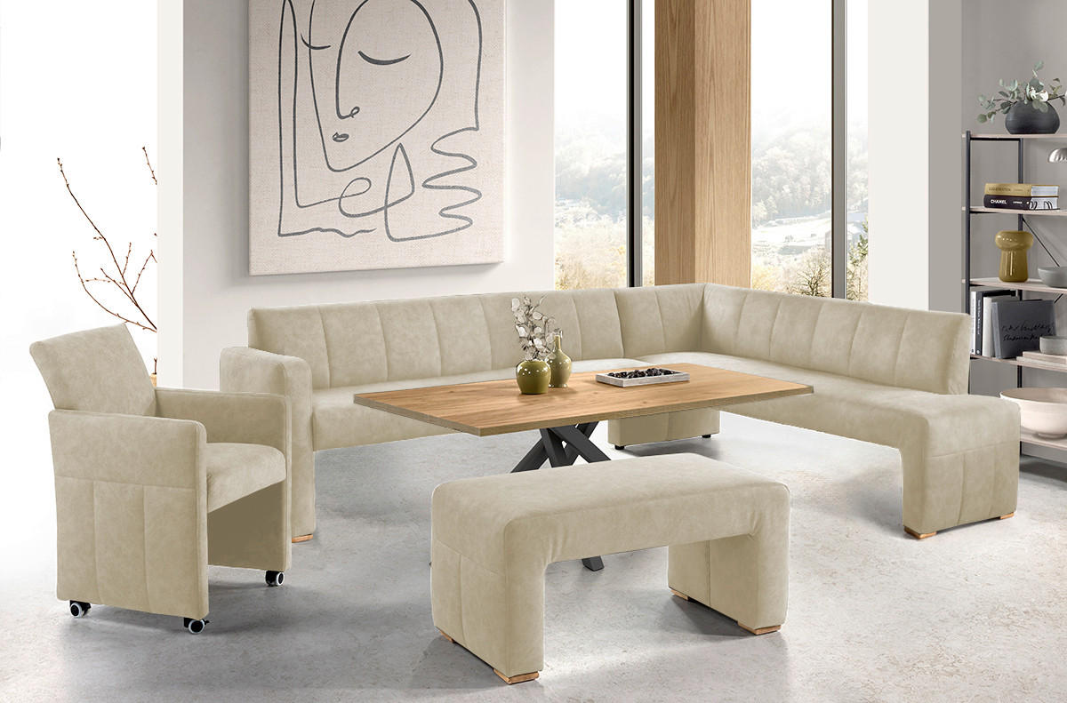 KLUPA KUTNA  boje pijeska  drvo, tekstil, drvni materijal      - boje hrasta/boje pijeska, Moderno, drvni materijal/drvo (265/199cm) - Livetastic