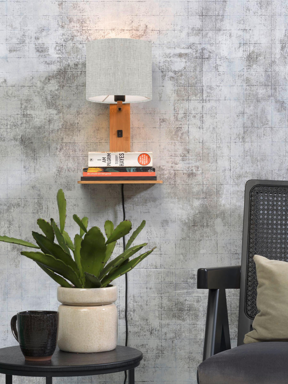 WANDLEUCHTE GOOD&MOJO  19/24/36 cm   - Naturfarben, Trend, Holz/Textil (19/24/36cm) - Good & Mojo