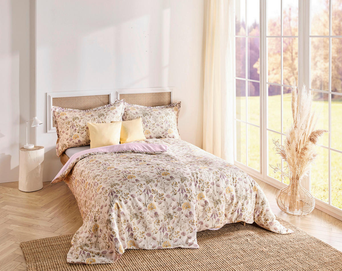 POSTELJINA MODERN CLASSIK K 140/200 cm makosaten bela, jorgovan, sahara, pastelno zelena  - sahara/bela, Konvencionalno, tekstil (140/200cm) - Fleuresse