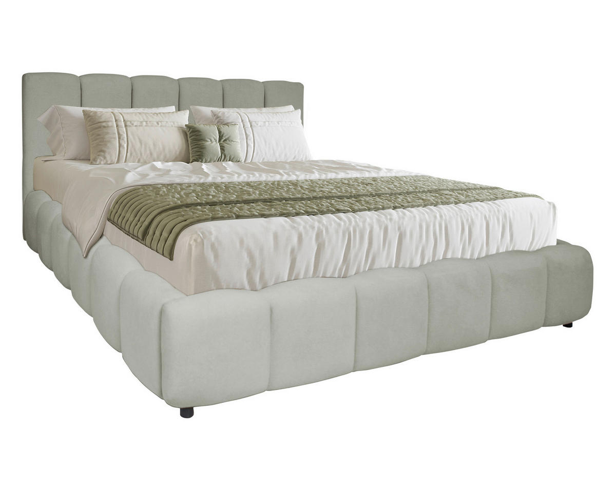 POLSTERBETT 160/200 cm,  in Hellgrau, Lattenrost, Bettkasten,  - Hellgrau/Schwarz, KONVENTIONELL, Holz/Kunststoff (160/200cm) - Boxxx