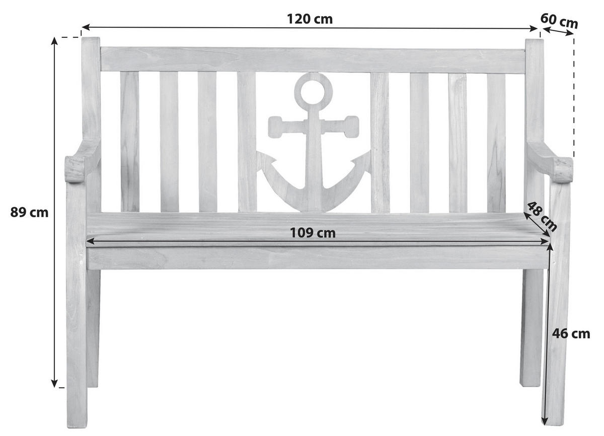 GARTENBANK 120/89/60 cm Teakholz   - Teakfarben, Basics, Holz (120/89/60cm) - Gardenson