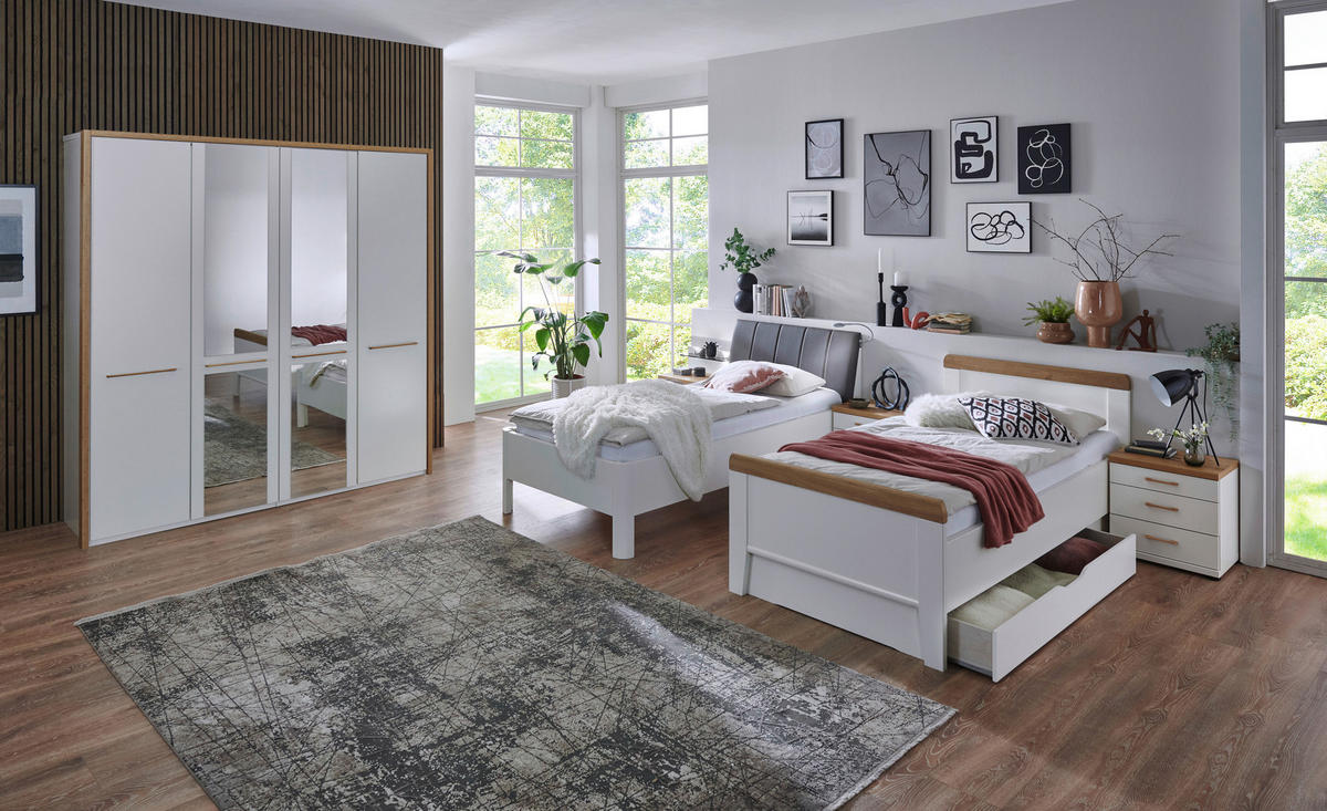 BETT 100/200 cm  in Weiß, Eiche Bianco  - Eiche Bianco/Weiß, KONVENTIONELL (100/200cm) - Venda