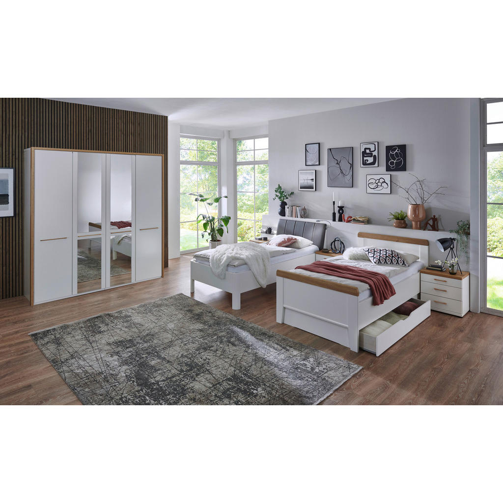 Thumbnail - Venda Nachtschrank, Weiß, Eiche Bianco, Metall, 3 Schubladen, 52x36x50 cm, Goldenes M, Made in Germany, DIN EN ISO 9001,...