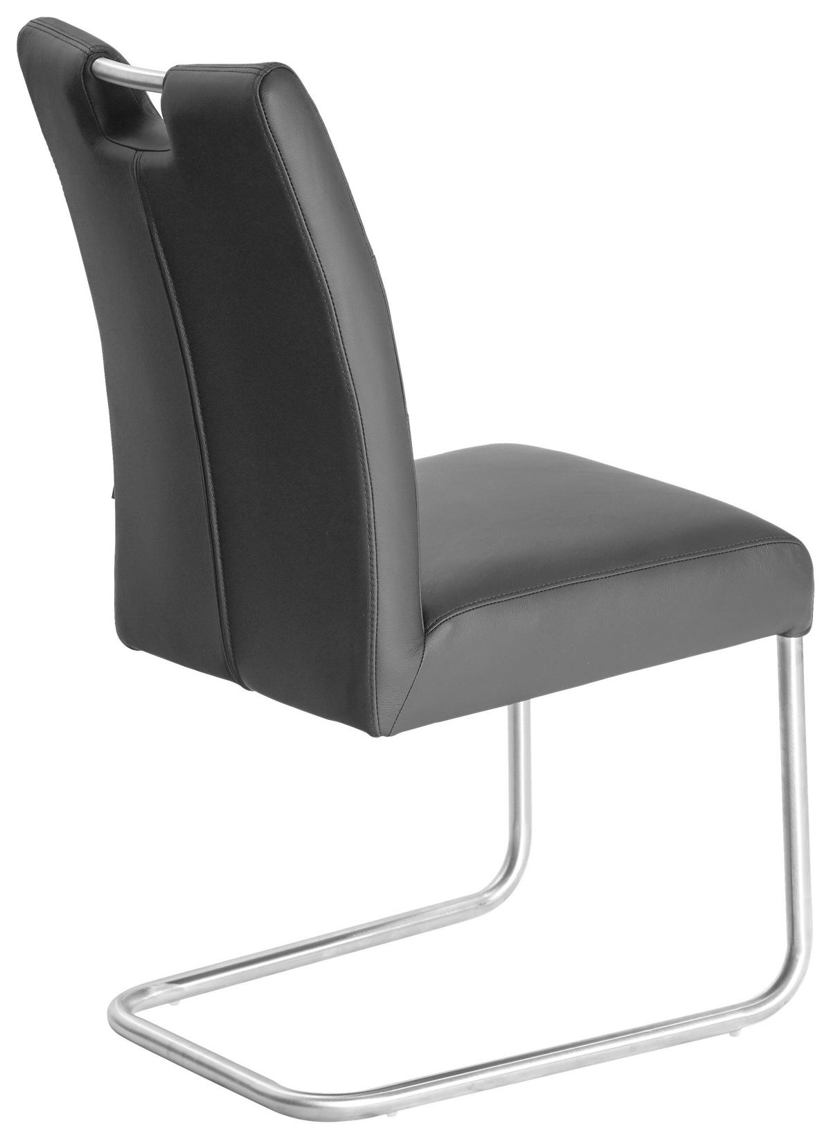 SCHWINGSTUHL    Echtleder  - Edelstahlfarben/Schwarz, Design, Leder/Metall (46/97/57cm) - Novel