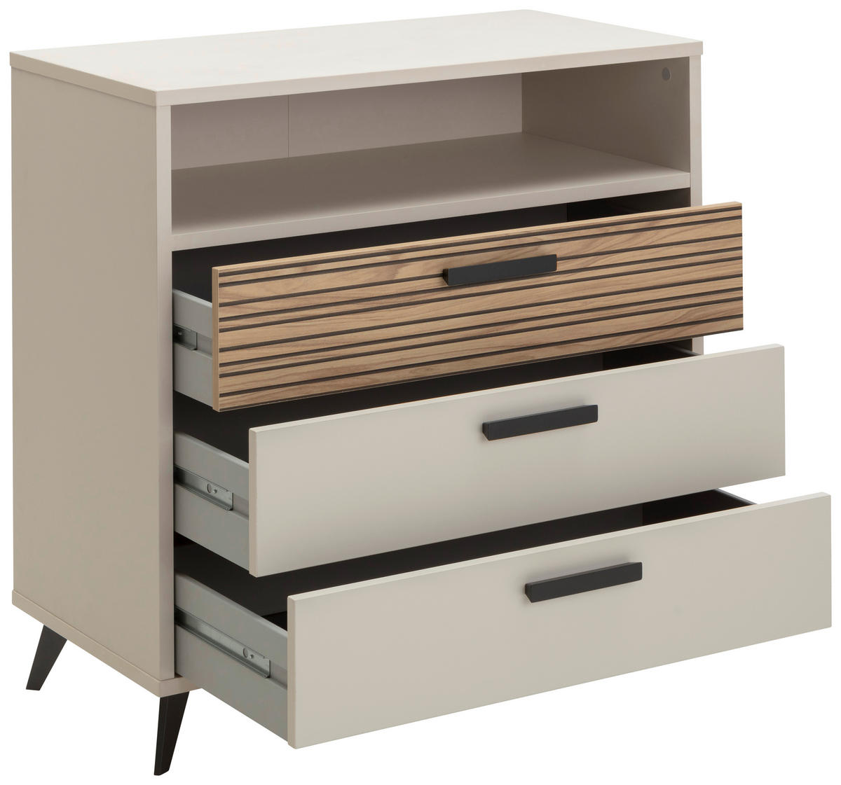 KOMODA, barve hrasta, bež  - temno siva/barve hrasta, Moderno, kovina/leseni material (90/94/45cm) - Xora