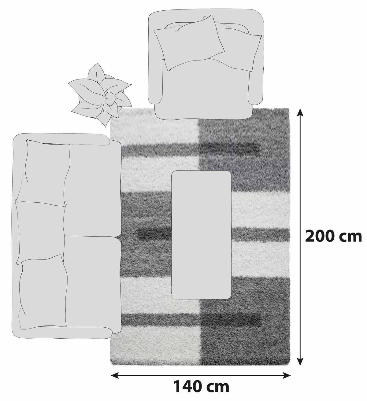 HOCHFLORTEPPICH 140/200 cm Gala 2505 Hellgrau  - Hellgrau, Design, Textil (140/200cm) - Novel