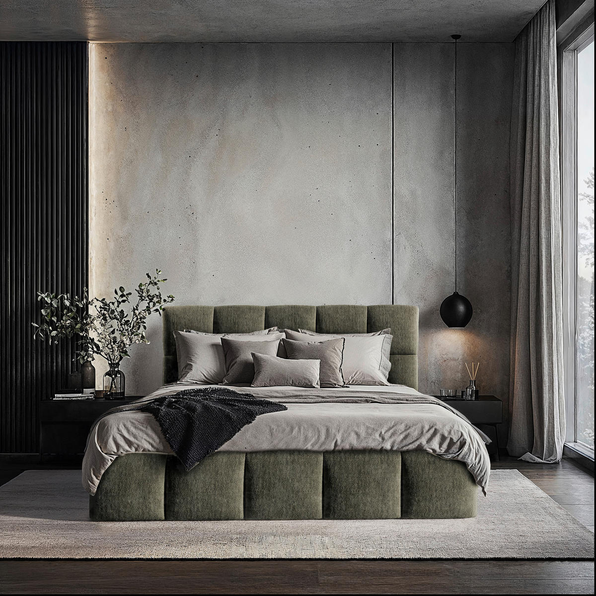 POLSTERBETT 180/200 cm,  in Grau, gepolstertes Kopfteil, Lattenrost, Bettkasten,  - Schwarz/Grau, MODERN, Holz/Holzwerkstoff (180/200cm) - MID.YOU