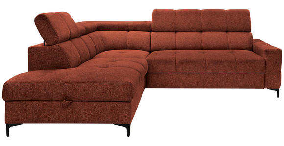 ECKSOFA in Struktur Dunkelorange  - Dunkelorange/Schwarz, MODERN, Textil/Metall (212/254cm) - Carryhome