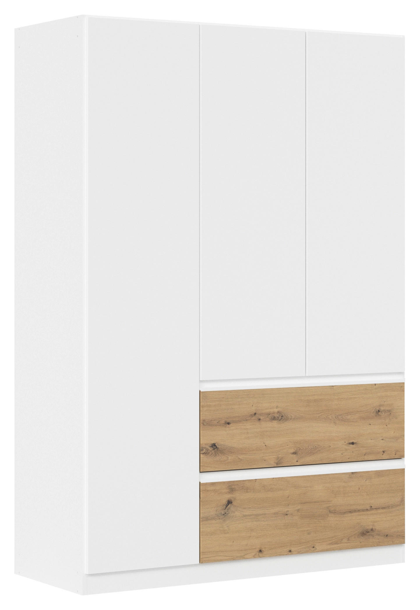 DREHTÜRENSCHRANK 136/197/54 cm 3-türig Weiß, Eiche Artisan - Weiß/Eiche Artisan, MODERN, Holzwerkstoff (136/197/54cm) - Rauch Möbel