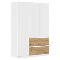 DREHTÜRENSCHRANK 136/197/54 cm 3-türig Weiß, Eiche Artisan  - Weiß/Eiche Artisan, MODERN, Holzwerkstoff (136/197/54cm) - Rauch Möbel