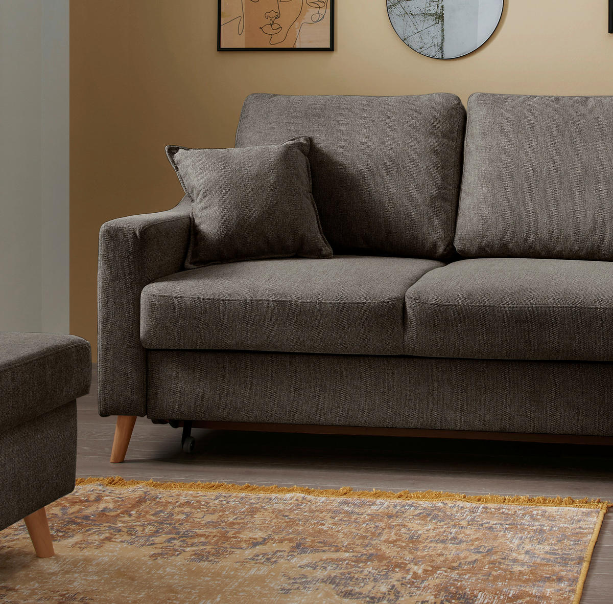 ECKSOFA in Struktur Braun  - Naturfarben/Braun, Konventionell, Holz/Textil (230/200cm) - P & B