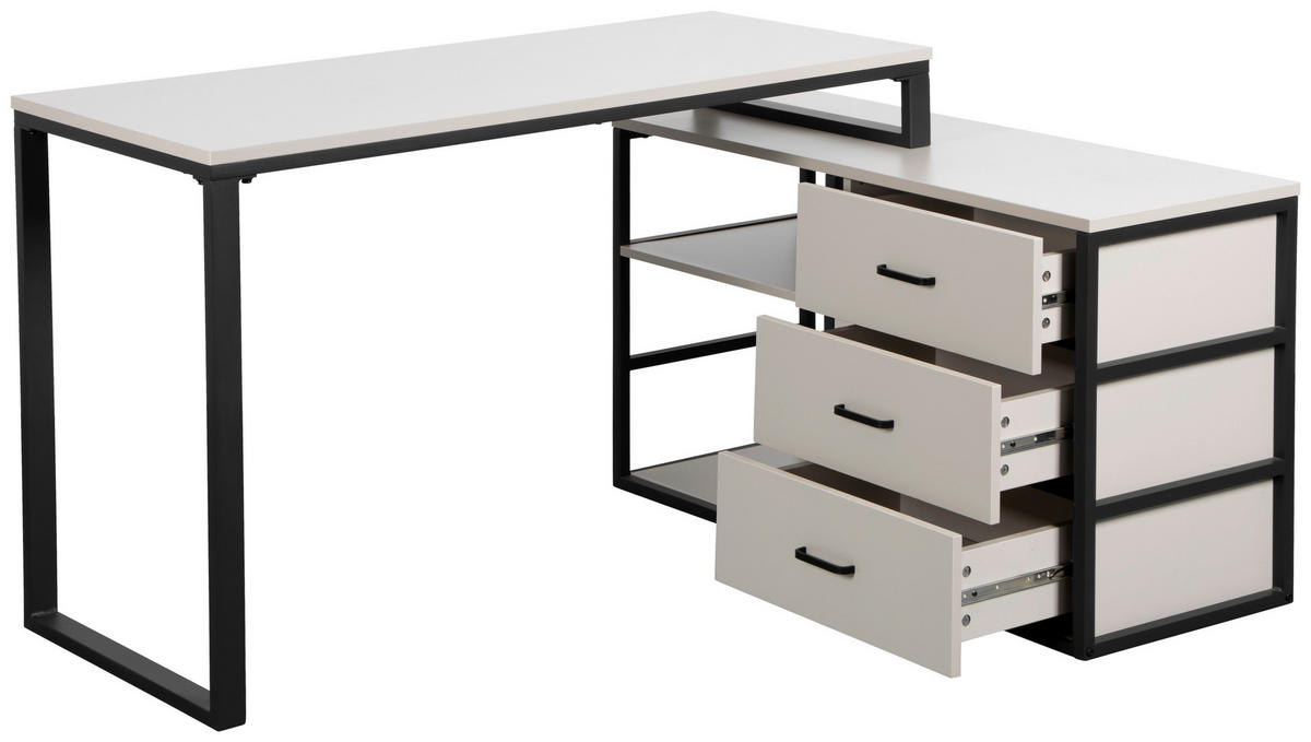 SAROKÍRÓASZTAL  - kasmírszínű/fekete, Modern, faalapú anyag/fém (140/100/75cm) - Livetastic