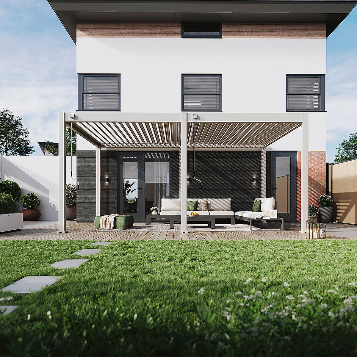 PERGOLA 300/530/255 cm Aluminium  - Perlmutt, Basics, Metall (300/530/255cm) - Gardenson