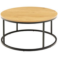 COUCHTISCH rund Naturfarben, Schwarz  - Schwarz/Naturfarben, Design, Holzwerkstoff/Metall (80/40/80cm) - MID.YOU