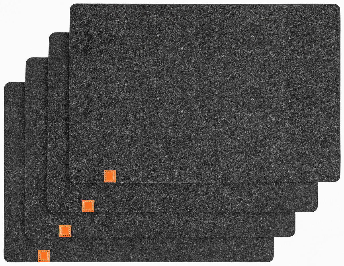 TISCHSET LIFE STYLE Textil Filz Anthrazit 4 Stück 45/30 cm  - Anthrazit, Basics, Textil (45/30cm) - Justinus