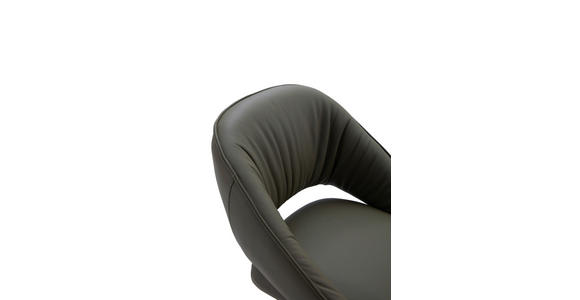 ARMLEHNSTUHL  Sitzfläche 360° drehbar, automatische Rückholfunktion  Echtleder  - Schwarz/Graugrün, Design, Leder/Metall (61/81/66cm) - Dieter Knoll