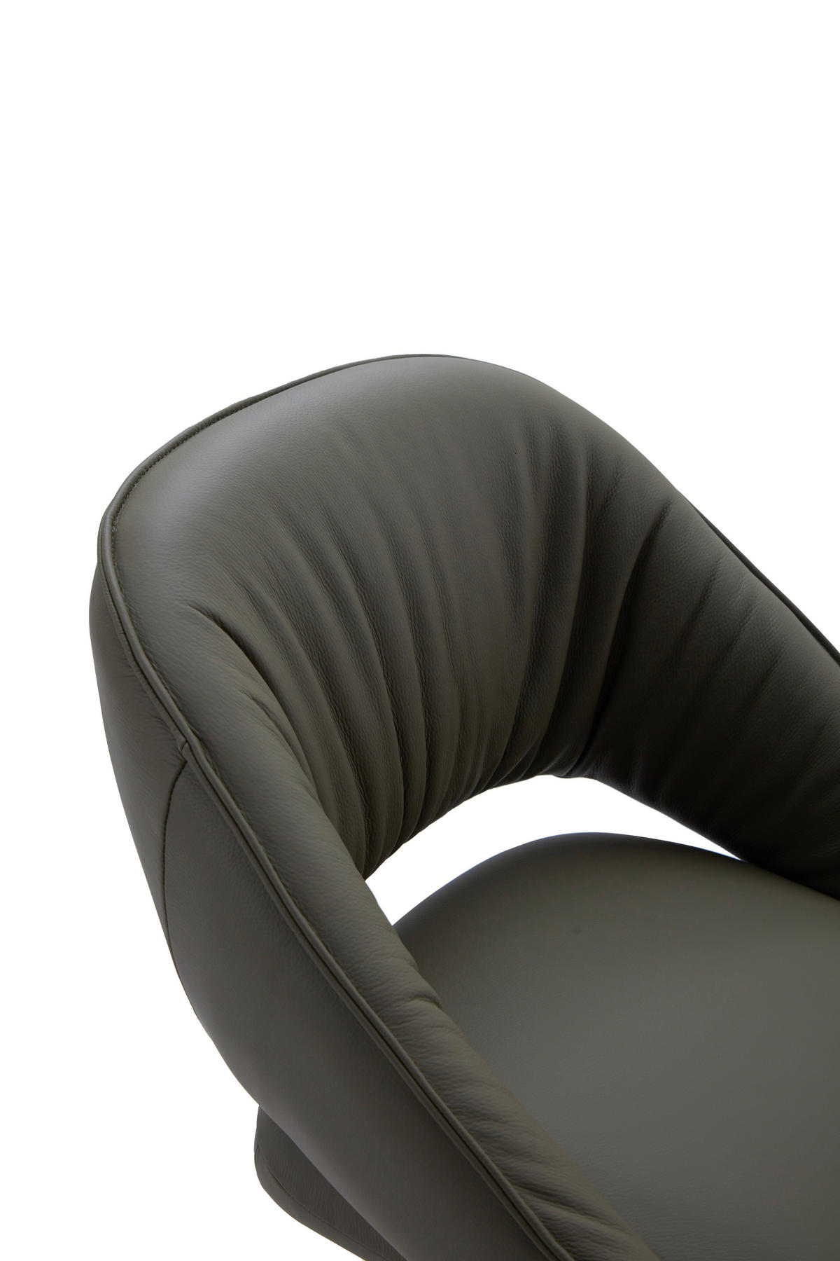 ARMLEHNSTUHL  Sitzfläche 360° drehbar, automatische Rückholfunktion  Echtleder  - Schwarz/Graugrün, Design, Leder/Metall (61/81/66cm) - Dieter Knoll