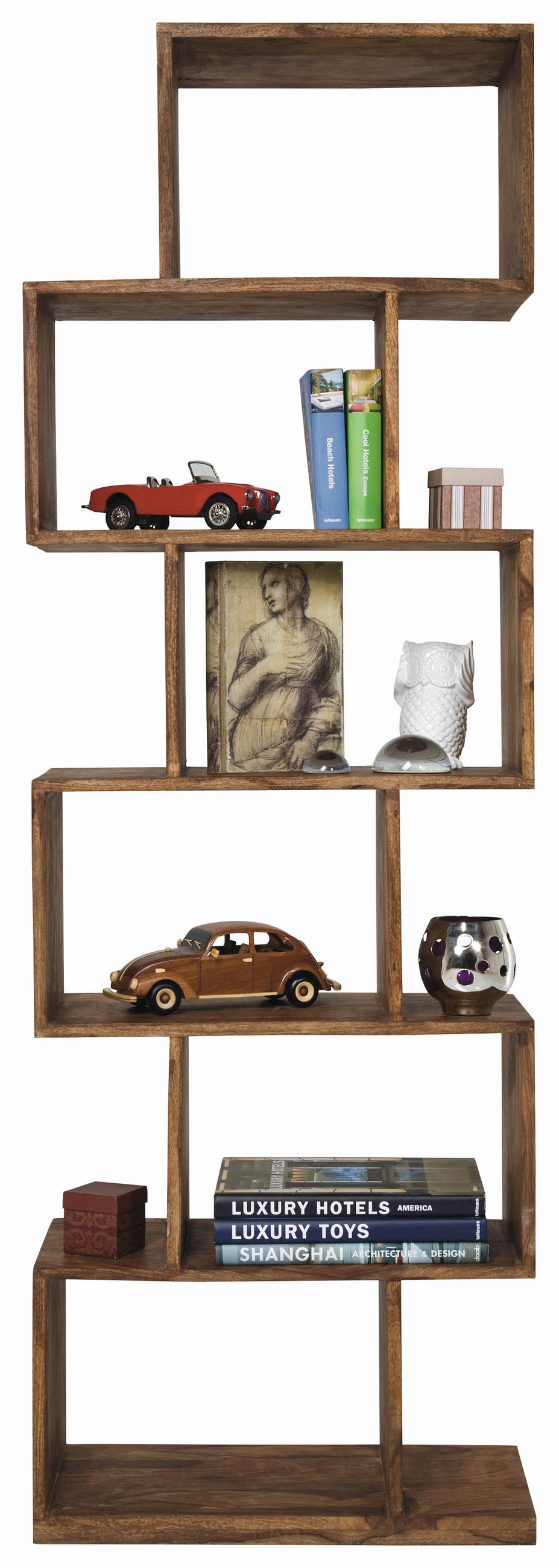 REGAL Sheesham massiv Sheeshamfarben  - Sheeshamfarben, Design, Holz (60/180/30cm) - Kare-Design