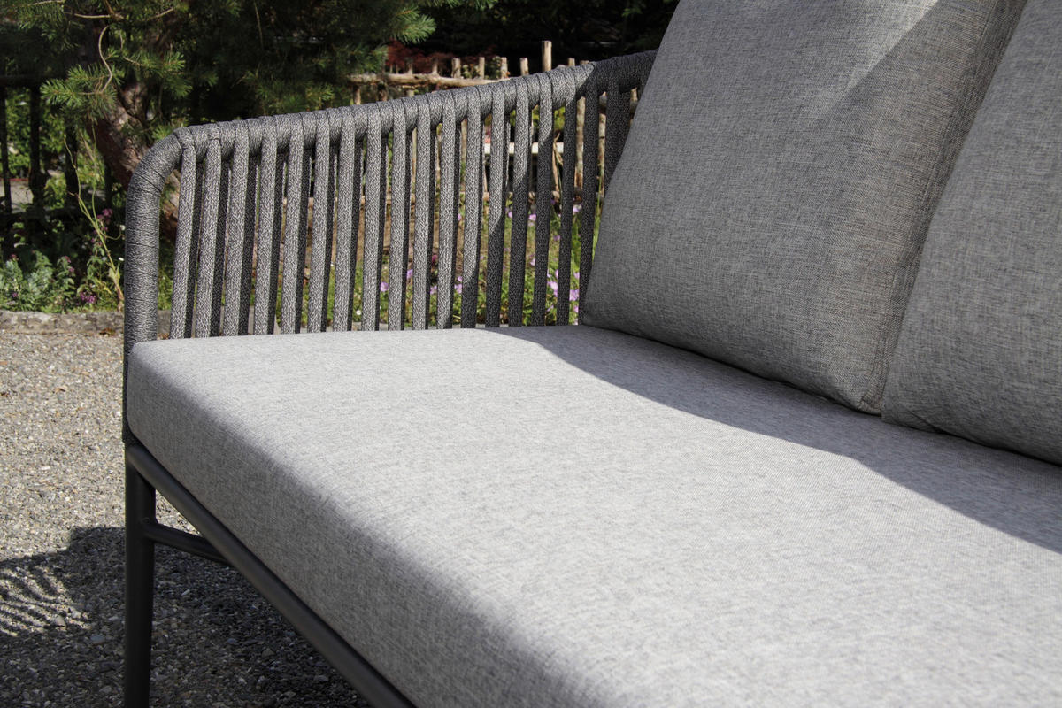 LOUNGEGARNITUR Aluminium  - Dunkelgrau/Anthrazit, MODERN, Kunststoff/Metall (185/65/75cm) - Ambia Garden