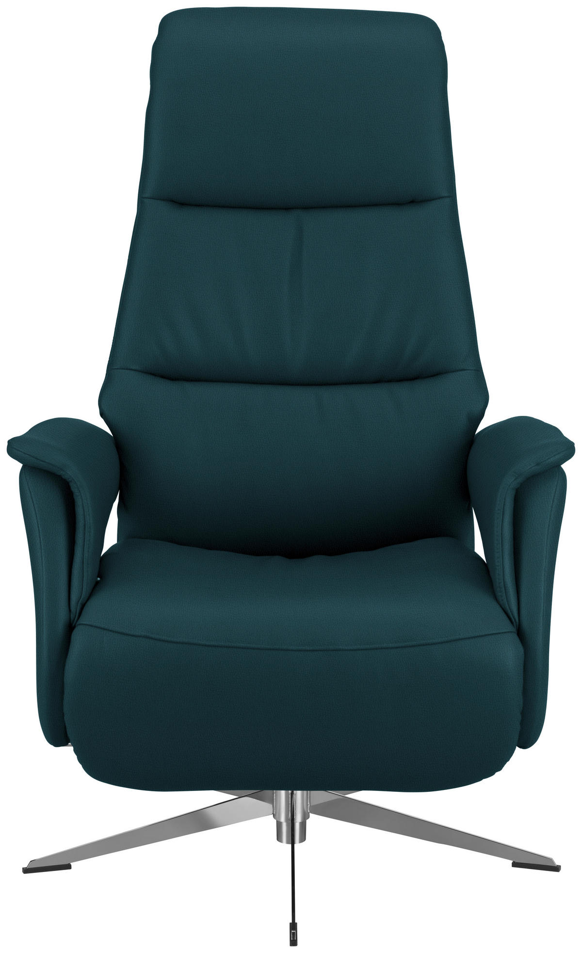 RELAXSESSEL Echtleder Relaxfunktion, Rücken echt    - Chromfarben/Blau, Design, Leder/Metall (74/108/86cm) - Welnova