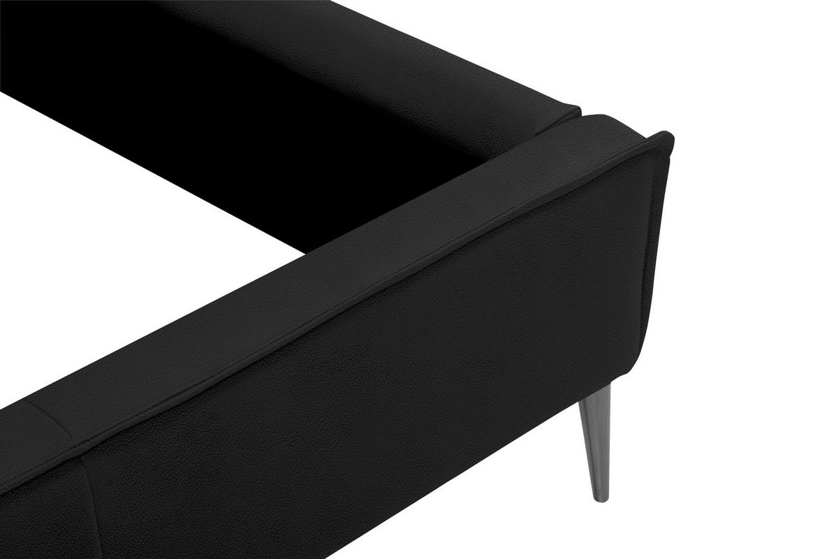 POLSTERBETT 160/200 cm,  in Schwarz, gepolstertes Kopfteil,  - Schwarzchrom/Schwarz, KONVENTIONELL, Leder/Metall (160/200cm) - Esposa
