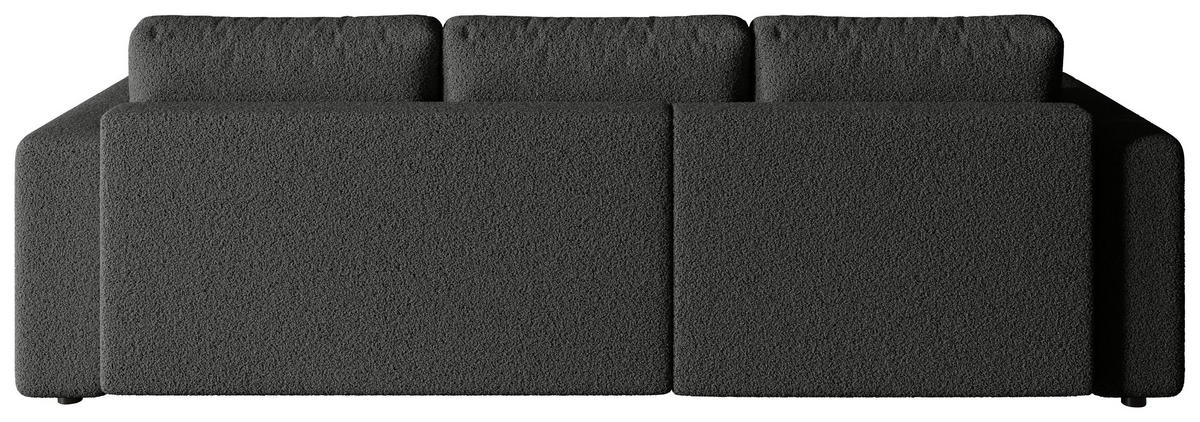 ECKSOFA Dunkelgrau Bouclé Zierkissen, Rückenkissen, Bettkasten, Schlaffunktion, Rücken echt, Liegefläche im Originalstoff  - Dunkelgrau/Schwarz, MODERN, Kunststoff/Textil (190/280cm) - Carryhome