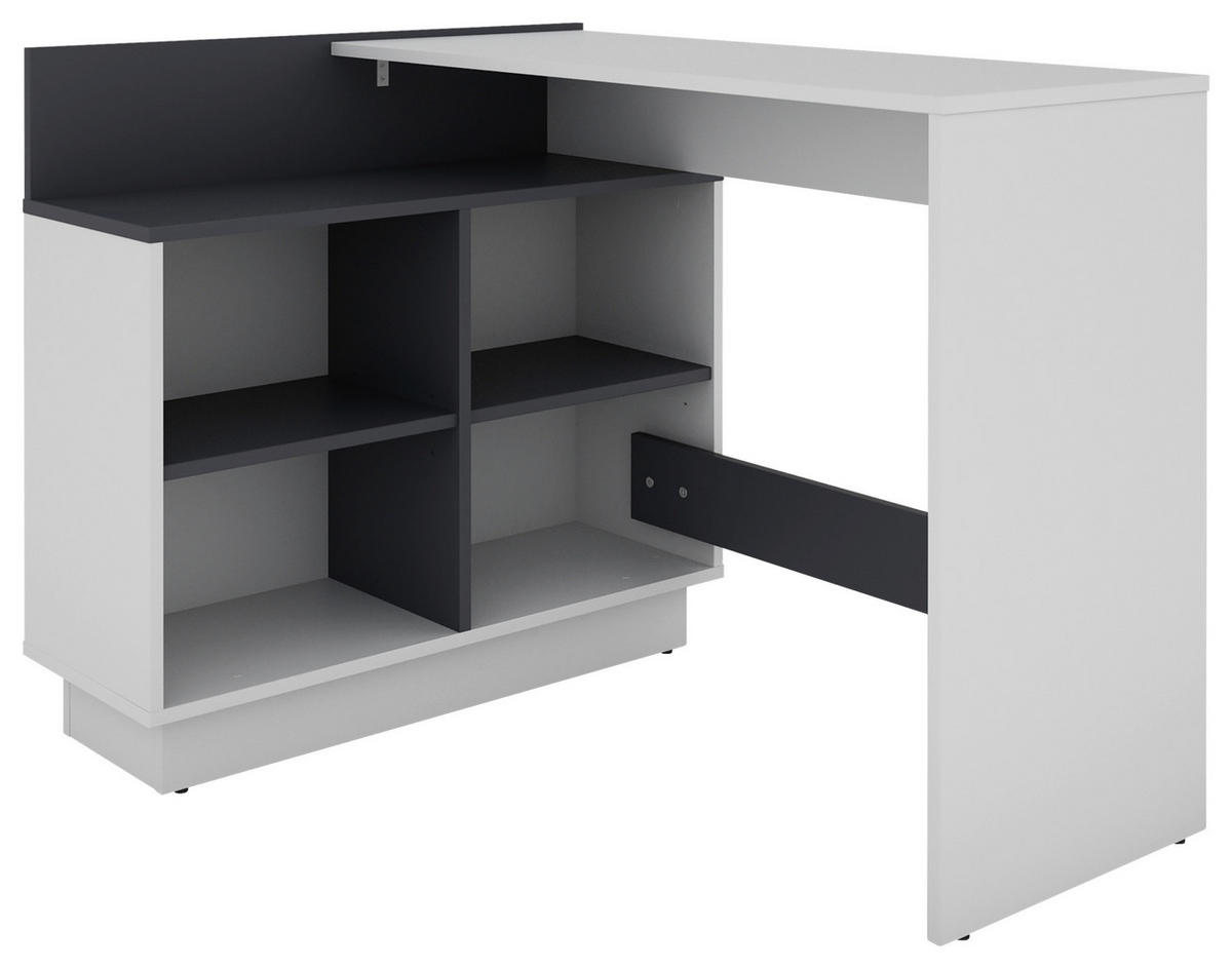 ECKSCHREIBTISCH 112/80/77,5 cm  in Graphitfarben, Weiß  - Graphitfarben/Weiß, MODERN, Holzwerkstoff (112/80/77,5cm) - MID.YOU
