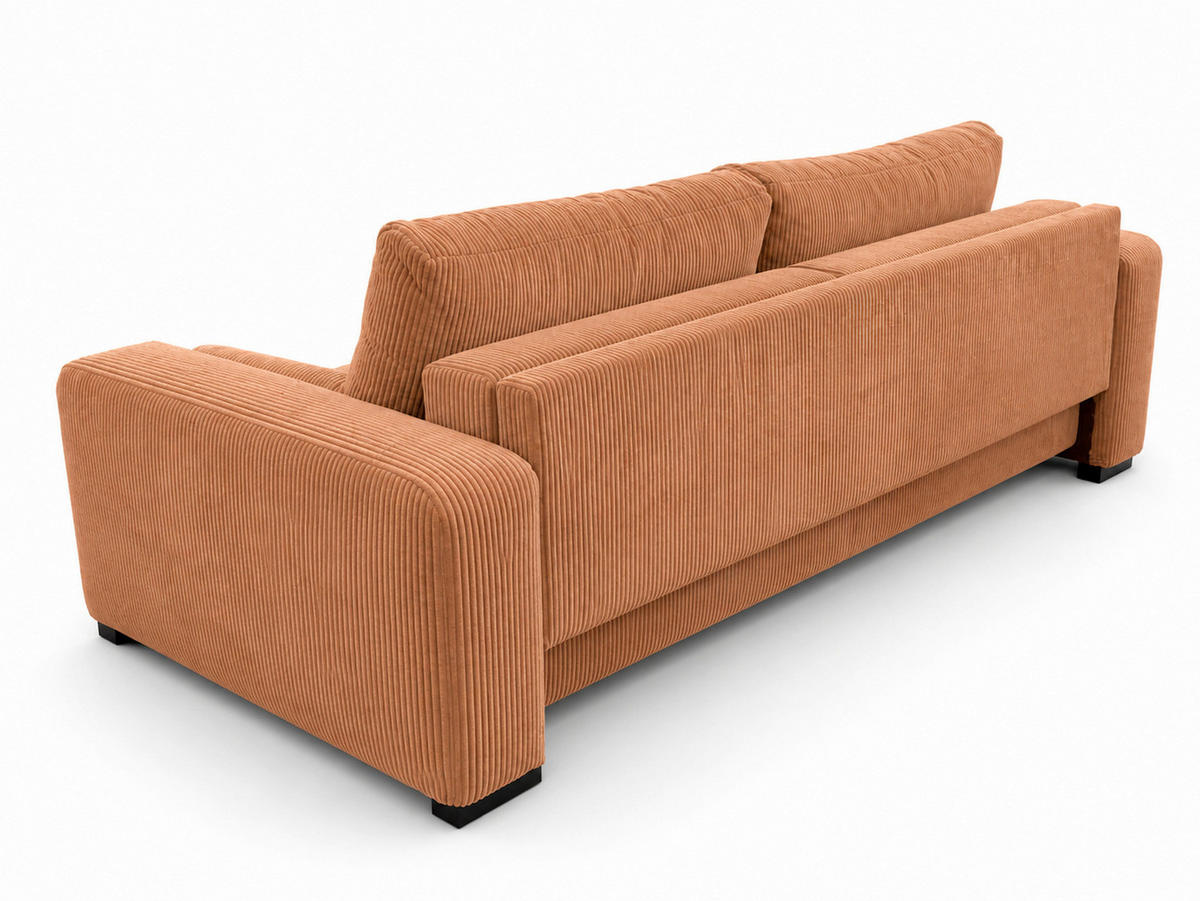 3-SITZER-SOFA  in Cord Terracotta  - Terracotta/Schwarz, Basics, Holz/Holzwerkstoff (250/90/110cm) - MID.YOU