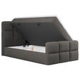 BOXBETT 120/200 cm,  in Dunkelgrau, gepolstertes Kopfteil, Bettkasten, Topper, H3 = fest  - Dunkelgrau/Schwarz, Design, Holzwerkstoff/Kunststoff (120/200cm) - Xora