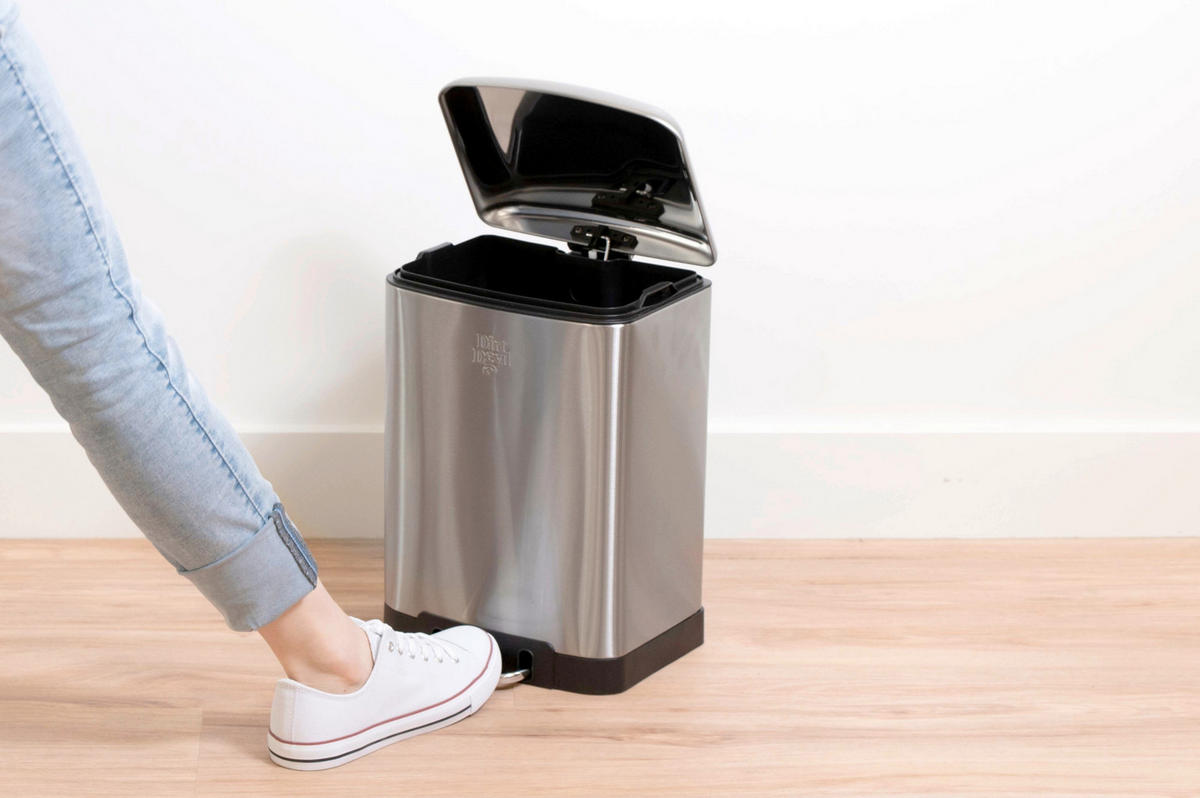 TRETEIMER Tretabfalleimer 12 L  - Silberfarben/Schwarz, Basics, Kunststoff/Metall (28/25,5/40cm) - Dirt Devil