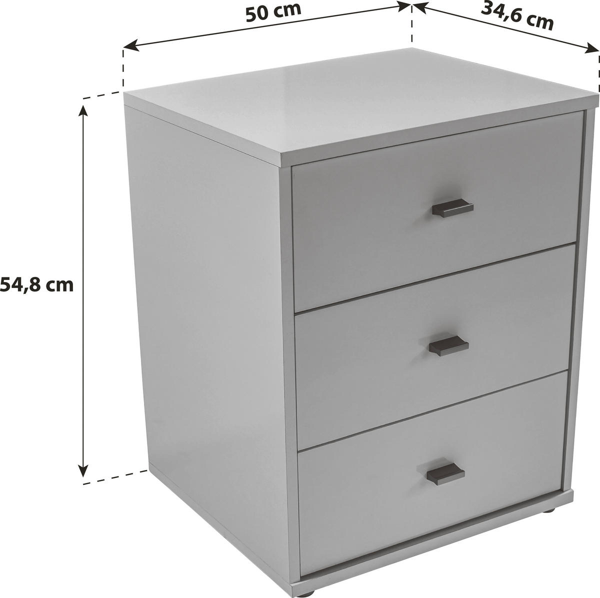 NACHTSCHRANK 50/54,8/34,6 cm  - Chromfarben/Eichefarben, KONVENTIONELL, Holzwerkstoff/Kunststoff (50/54,8/34,6cm)