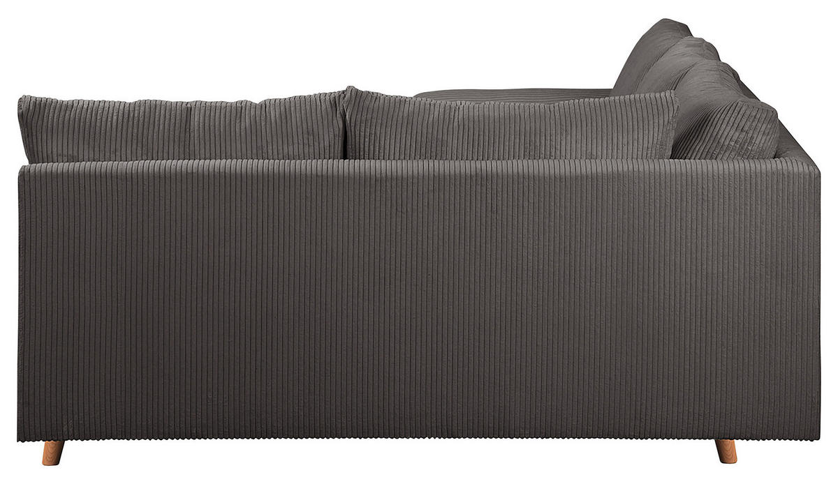 ECKSOFA inkl. Hocker Ariella Dunkelgrau Cord  - Dunkelgrau/Naturfarben, Design, Holz/Textil (231/161cm) - Livetastic
