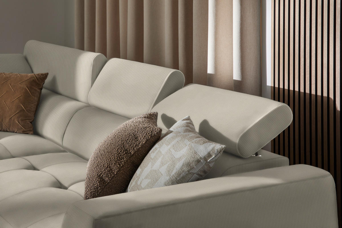 ECKSOFA in Feincord Beige  - Beige/Schwarz, Design, Kunststoff/Textil (205/284cm) - Xora