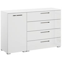KOMMODE 120/81/42 cm Weiss, Weiss Hochglanz  - Weiss Hochglanz/Chromfarben, Design, Holzwerkstoff/Kunststoff (120/81/42cm) - Novel