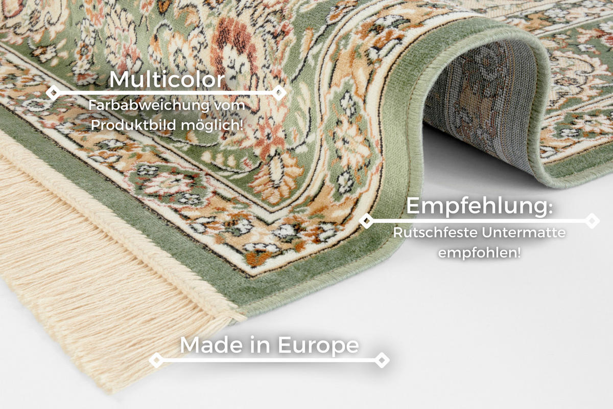 VINTAGE-TEPPICH 95/140 cm Naveh Hellgrün, Creme  - Creme/Hellgrün, Basics, Textil (95/140cm) - Hanse Home