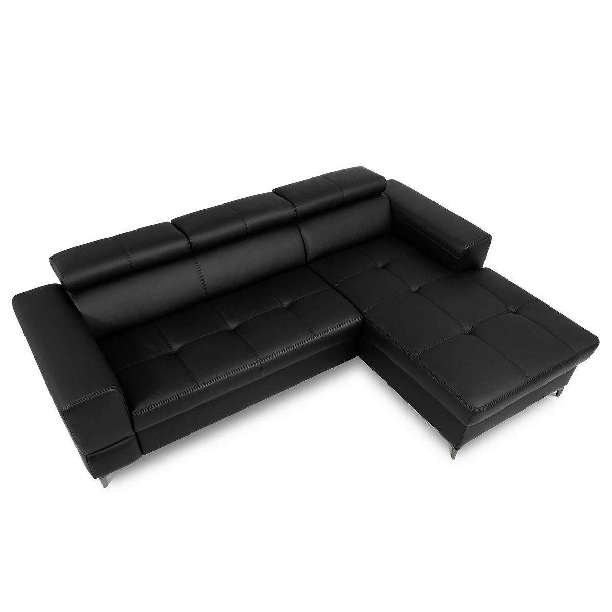 ECKSOFA  in Lederlook Echtleder Schwarz  - Schwarz, Design, Leder/Textil (247/173cm) - Livetastic