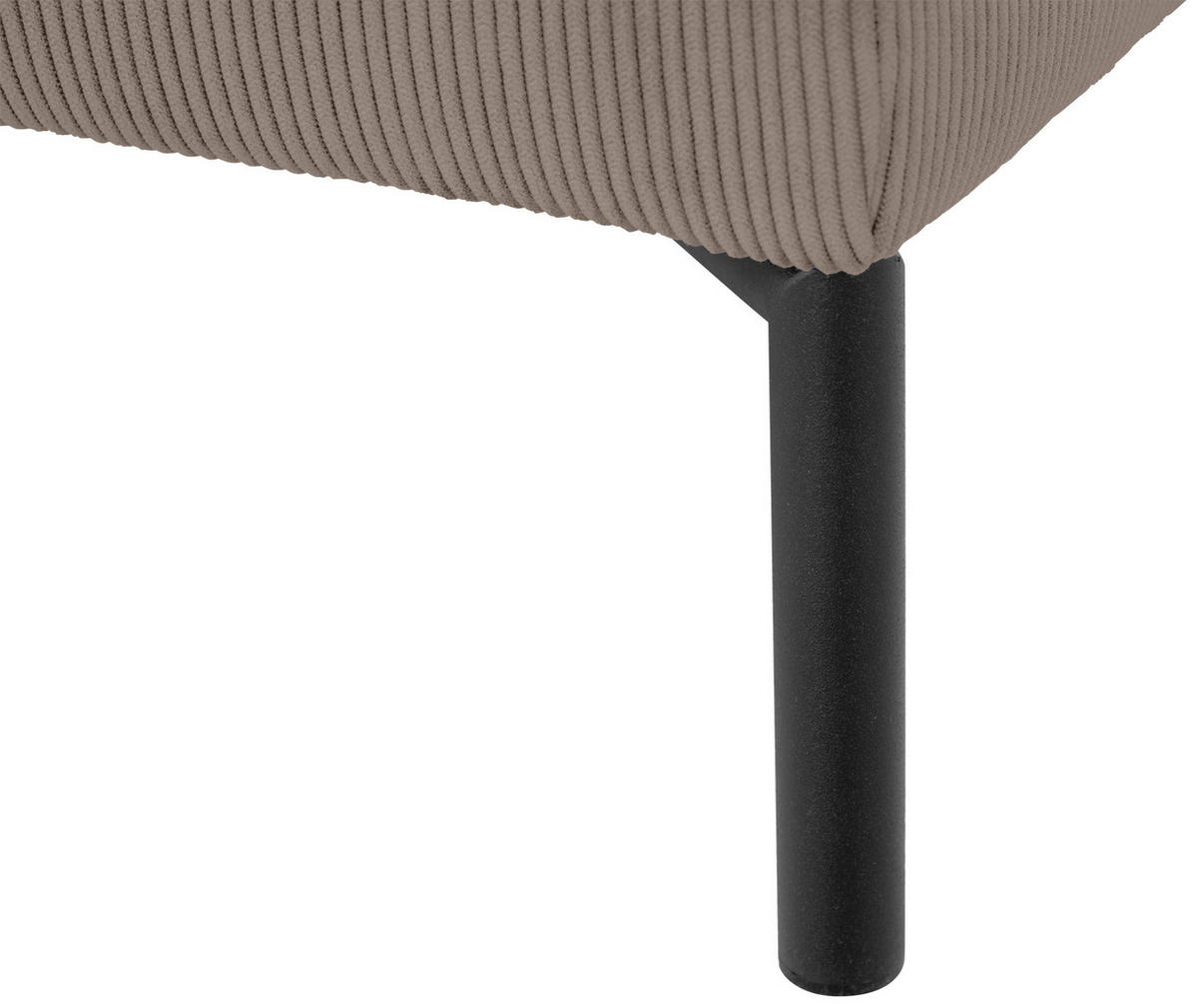 ECKSOFA ERNO in Cord Taupe  262/183 cm  - Taupe/Schwarz, Design, Textil/Metall (262/183cm) - MID.YOU