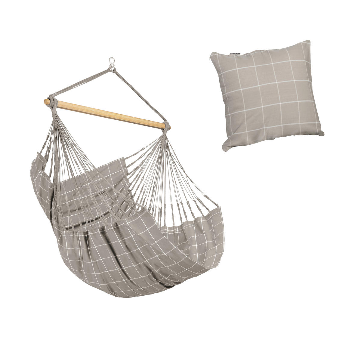 HÄNGESESSEL comfort outdoor 110/160/180 cm  - Hellgrau/Weiß, KONVENTIONELL, Holz/Textil (110/160/180cm) - La Siesta