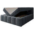 BOXBETT 160/200 cm,  in Anthrazit, gepolstertes Kopfteil, Bettkasten, Topper, Matratzen, H3 + H3 = fest  - Anthrazit/Schwarz, MODERN, Kunststoff/Textil (160/200cm) - Xora